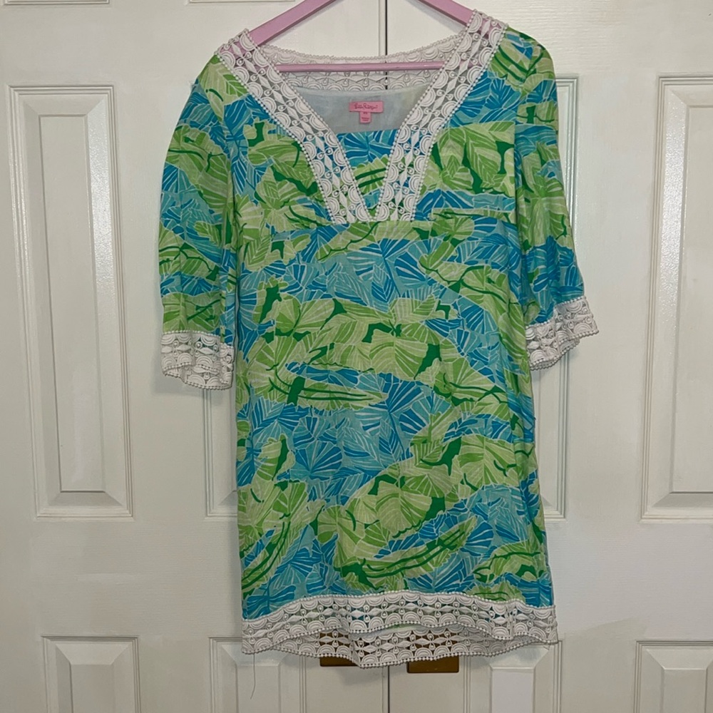 Lilly Pulitzer palm leaf tunic dress, size XS
